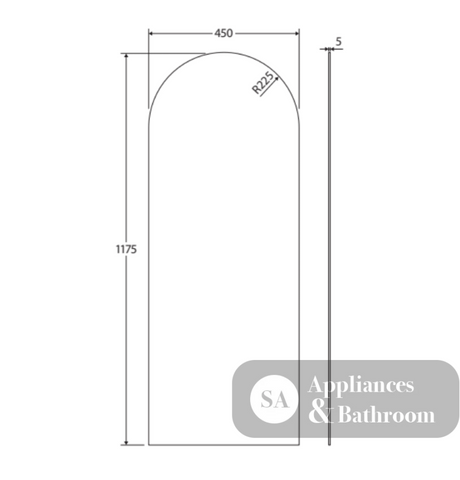 Fienza PEM45117A Arch Mirror 450 x 1175mm - Mirrors