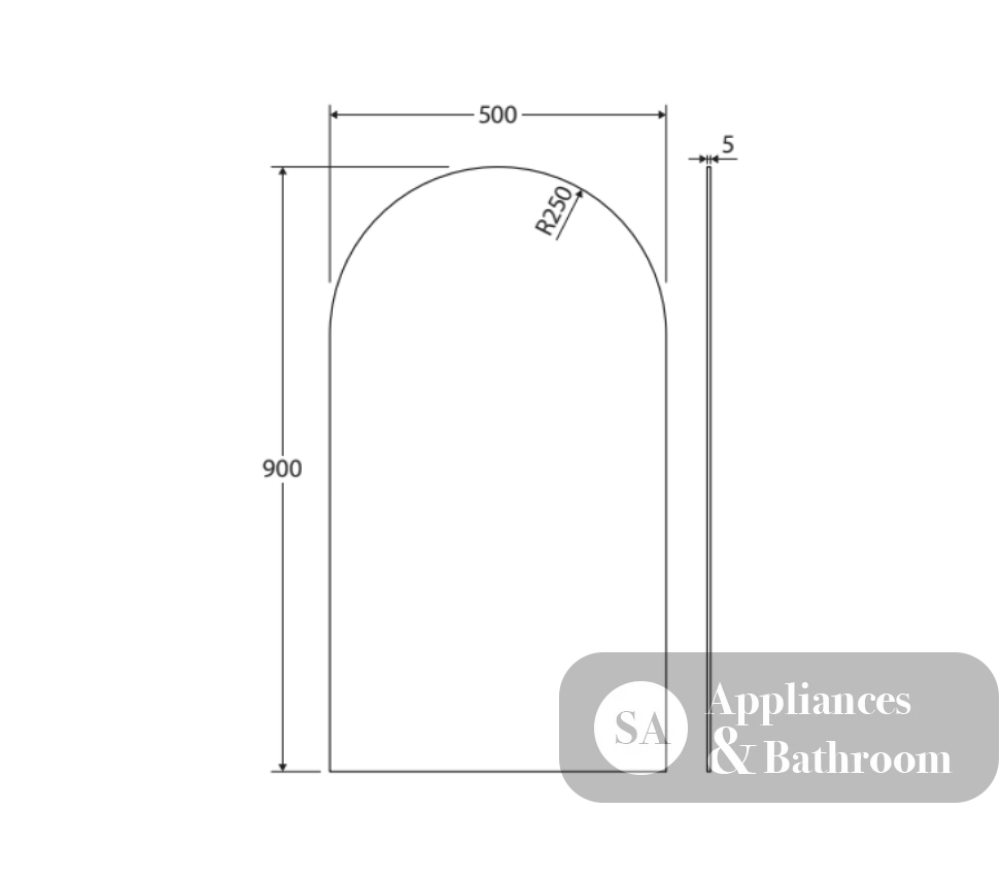 Fienza PEM500A Arch Mirror 500 x 900mm - Mirrors