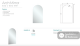 Fienza PEM500A Arch Mirror 500 x 900mm - Mirrors