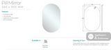 Fienza PEM560P Pill Mirror 560 x 900mm - Mirrors
