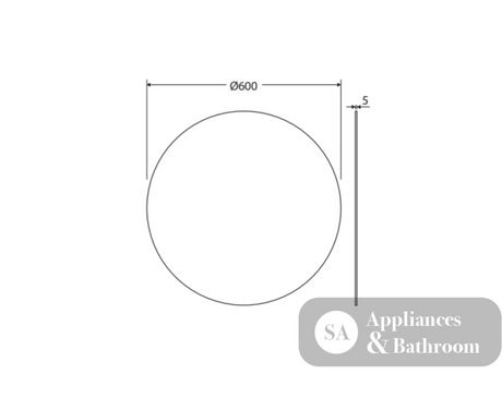 Fienza PEM600R Round Mirror 600mm - Mirrors