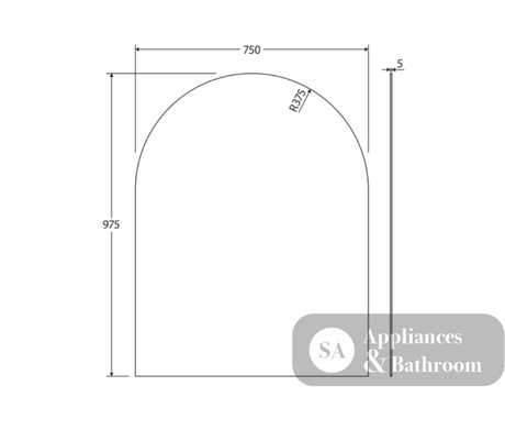 Fienza PEM750A Arch Mirror 750 x 975mm - Mirrors