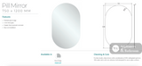 Fienza PEM750P Pill Mirror 750 x 1200mm - Mirrors