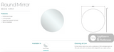 Fienza PEM800R Round Mirror 800mm - Mirrors