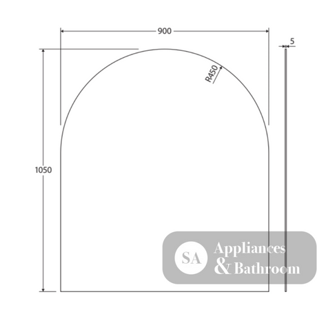 Fienza PEM900A Arch Mirror 900 x 1050mm Adelaide Only - Mirrors