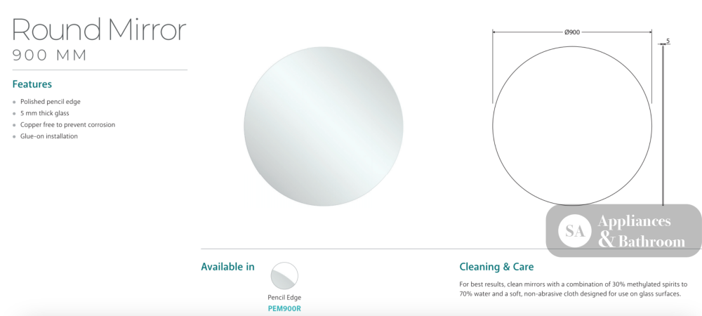 Fienza PEM900R Round Mirror 900mm - Mirrors