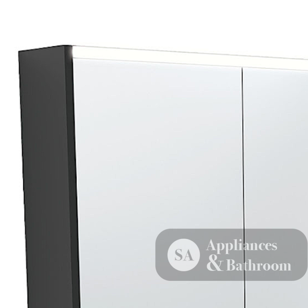 Fienza PSC1200B-LED 1200mm Mirror LED Cabinet Satin Black - Mirrors & Cabinets