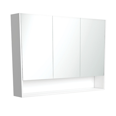 Fienza PSC1200SMW 1200mm Mirror Cabinet with Undershelf Satin White - Mirrors & Cabinets