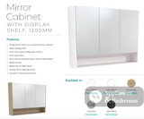 Fienza PSC1200SMW 1200mm Mirror Cabinet with Undershelf Satin White - Mirrors & Cabinets