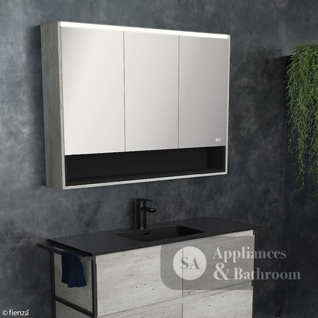 Fienza PSC1200SMW-LED 1200mm Mirror LED Cabinet with Undershelf Satin White - Mirrors & Cabinets