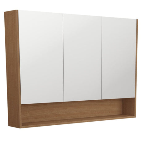 Fienza PSC1200SWA 1200 Mirror Cabinet with Display Shelf Walnut - Mirrors & Cabinets