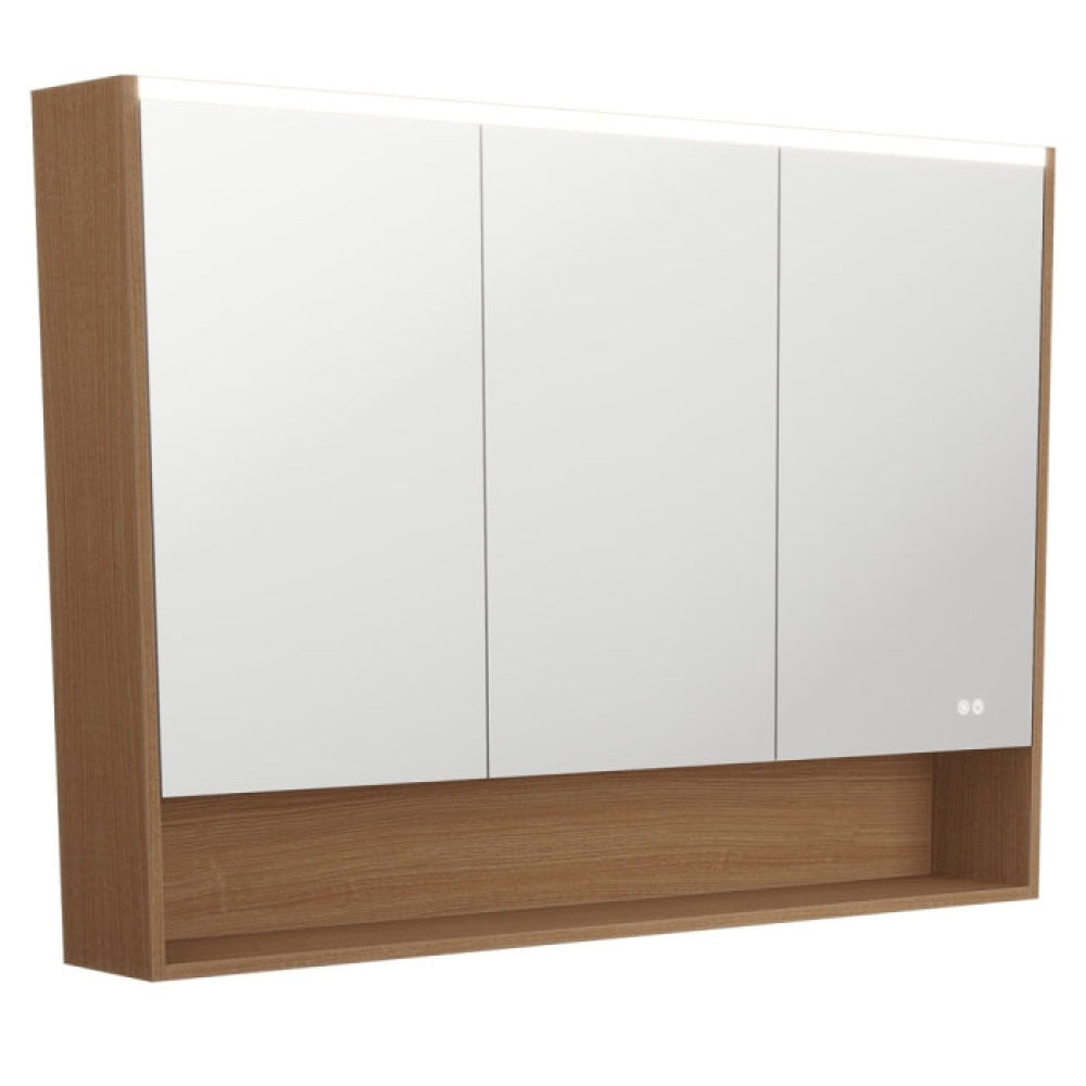 Fienza PSC1200SWA-LED 1200 LED Mirror Cabinet with Display Shelf Walnut - Mirrors & Cabinets