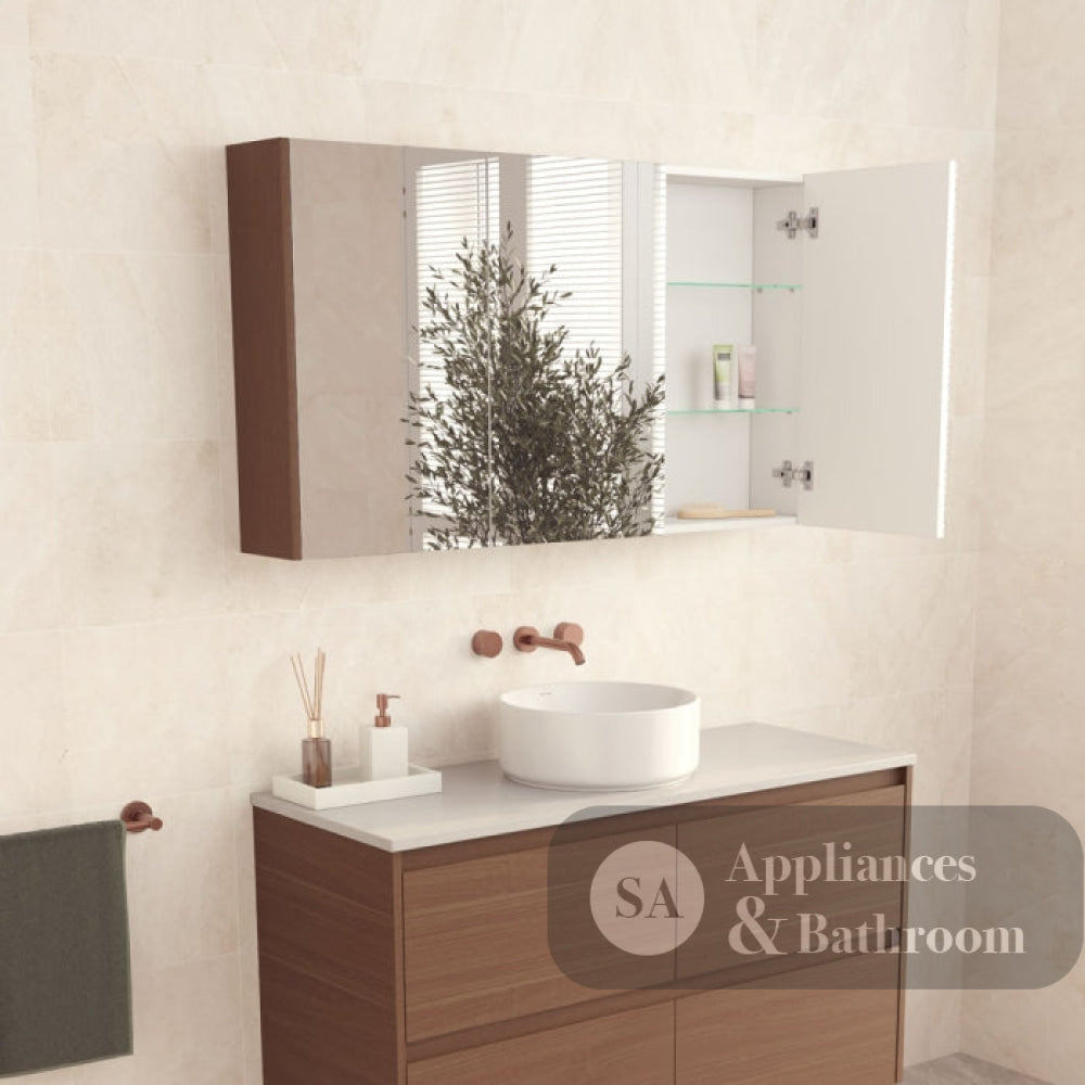 Fienza PSC1200WA 1200 Mirror Cabinet with Walnut Side Panels - Mirrors & Cabinets