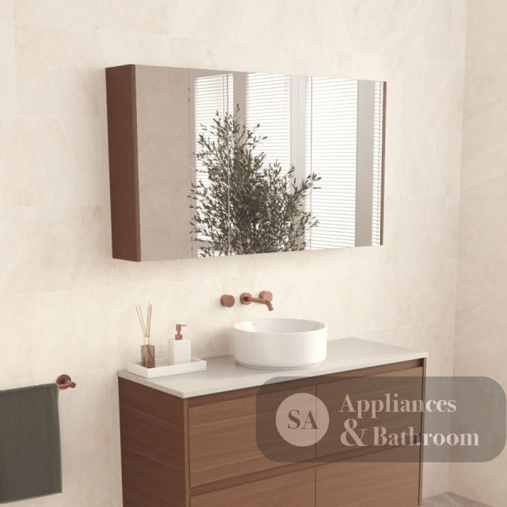 Fienza PSC1200WA 1200 Mirror Cabinet with Walnut Side Panels - Mirrors & Cabinets