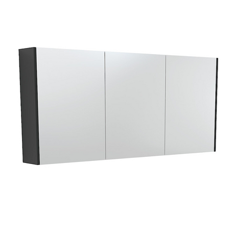 Fienza PSC1500B Mirror Cabinet 1500mm with Side Panels Satin Black - Mirrors & Cabinets