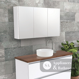 Fienza PSC1500MW Mirror Cabinet 1500mm with Side Panels Satin White - Mirrors & Cabinets
