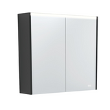 Fienza PSC750B-LED 750mm Mirror LED Cabinet Satin Black - Mirrors & Cabinets