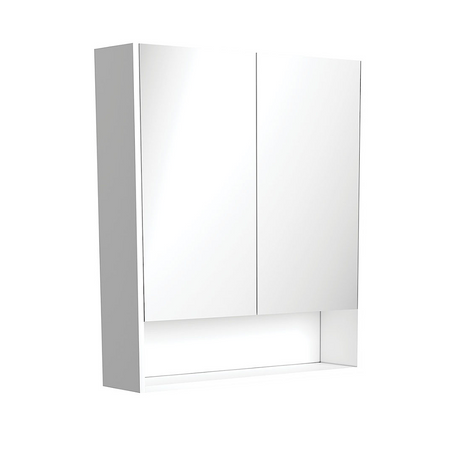 Fienza PSC750SMW 750mm Mirror Cabinet with Undershelf Satin White - Mirrors & Cabinets