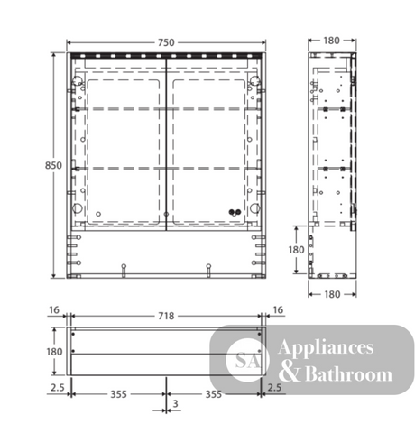 Fienza PSC750SMW-LED 750mm Mirror LED Cabinet with Undershelf Satin White - Mirrors & Cabinets