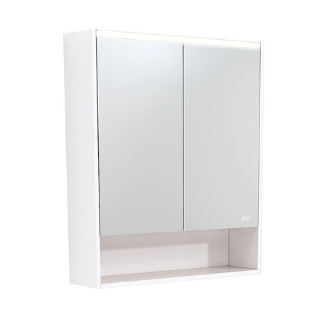 Fienza PSC750SW-LED 750mm Mirror LED Cabinet with Undershelf Gloss White - Mirrors & Cabinets