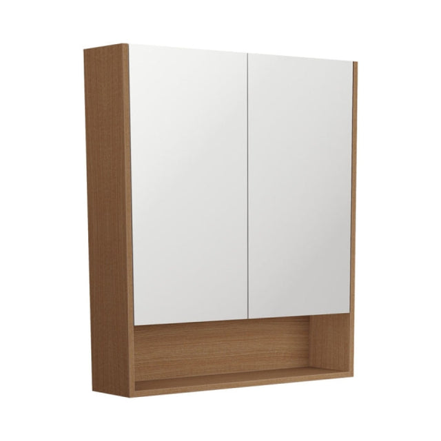 Fienza PSC750SWA 750 Mirror Cabinet with Display Shelf Walnut - Mirrors & Cabinets