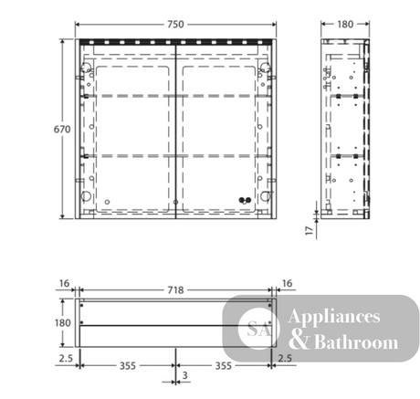 Fienza PSC750W-LED 750mm Mirror LED Cabinet Gloss White - Mirrors & Cabinets