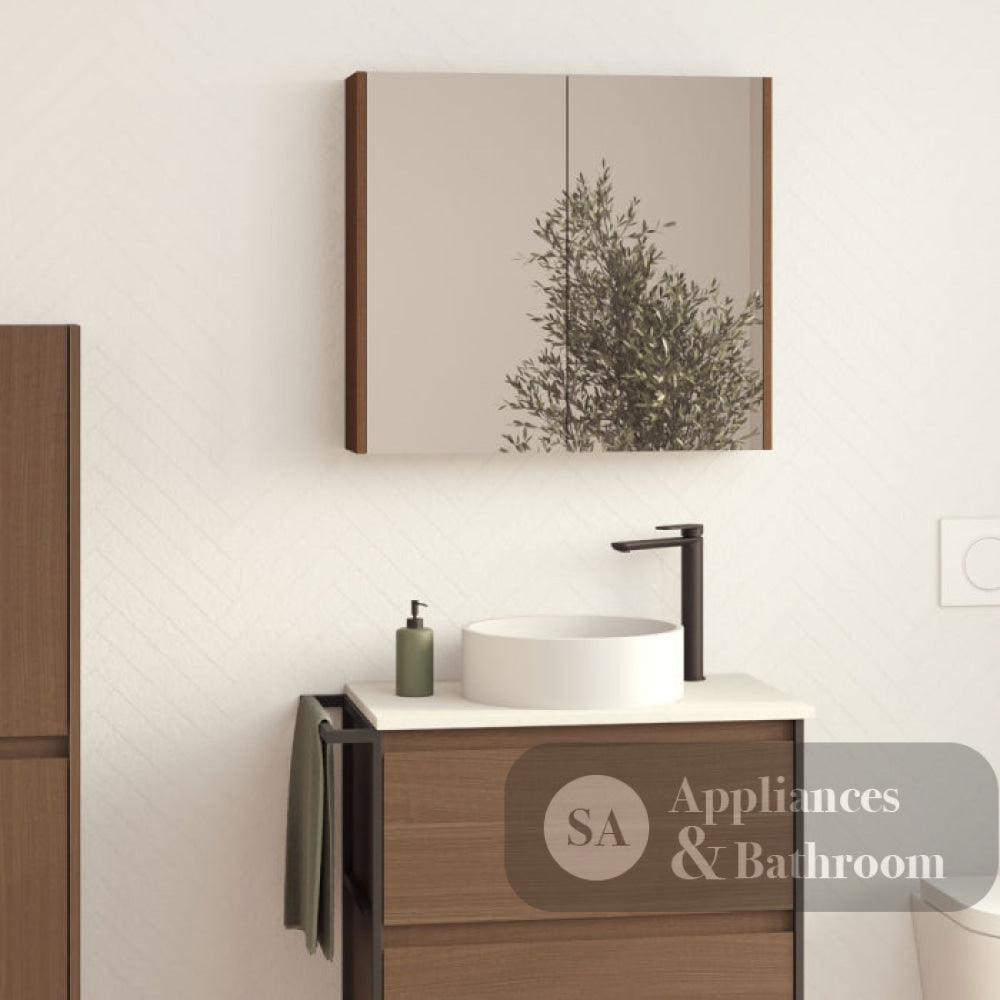 Fienza PSC750WA 750 Mirror Cabinet with Walnut Side Panels - Mirrors & Cabinets