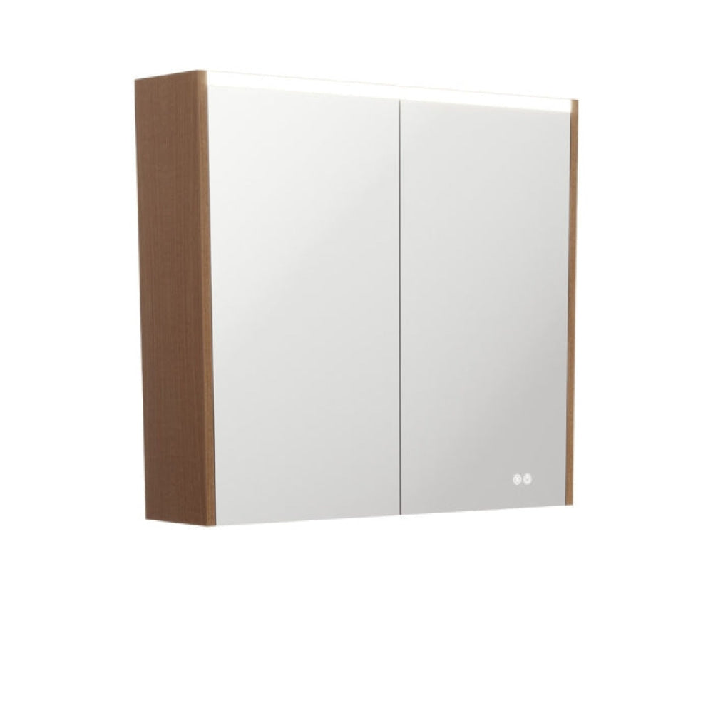 Fienza PSC750WA-LED 750 LED Mirror Cabinet with Walnut Side Panels - Mirrors & Cabinets