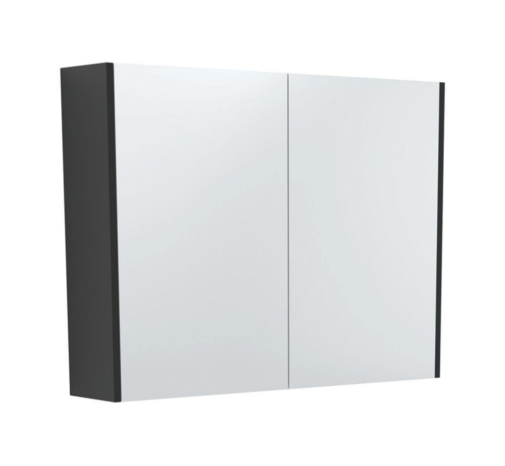 Fienza PSC900B 900 Mirror Cabinet with Satin Black Side Panels - Mirrors & Cabinets