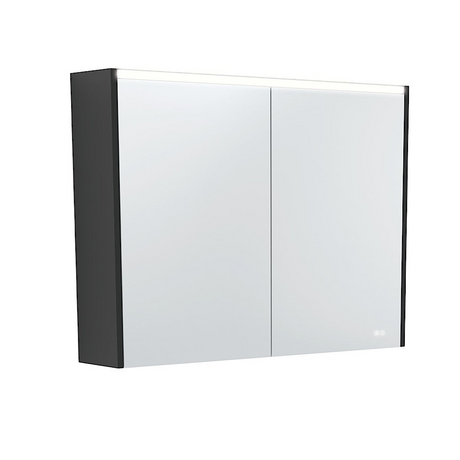 Fienza PSC900B-LED 900mm Mirror LED Cabinet Satin Black - Mirrors & Cabinets