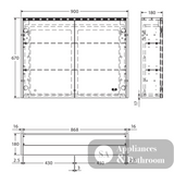 Fienza PSC900B-LED 900mm Mirror LED Cabinet Satin Black - Mirrors & Cabinets
