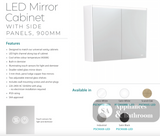 Fienza PSC900B-LED 900mm Mirror LED Cabinet Satin Black - Mirrors & Cabinets