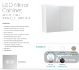 Fienza PSC900MW-LED 900mm Mirror LED Cabinet Satin White - Mirrors & Cabinets