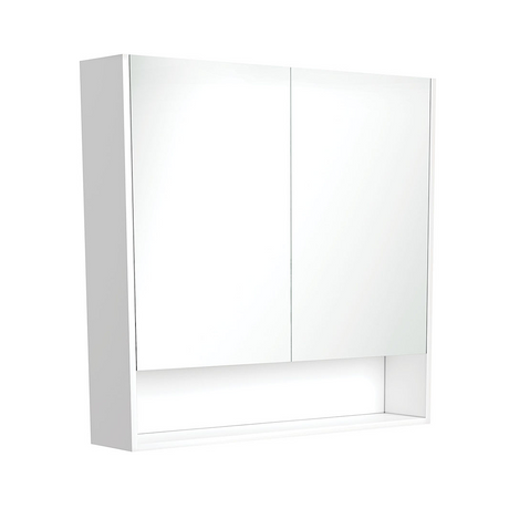 Fienza PSC900SMW Mirror Cabinet 900mm with Undershelf Satin White - Mirrors & Cabinets