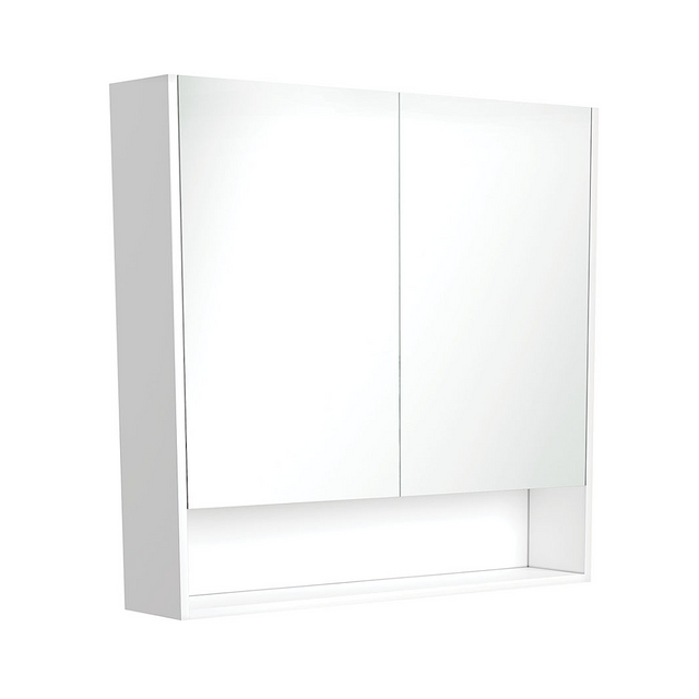 Fienza PSC900SMW Mirror Cabinet 900mm with Undershelf Satin White - Mirrors & Cabinets