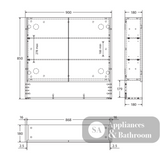 Fienza PSC900SMW Mirror Cabinet 900mm with Undershelf Satin White - Mirrors & Cabinets
