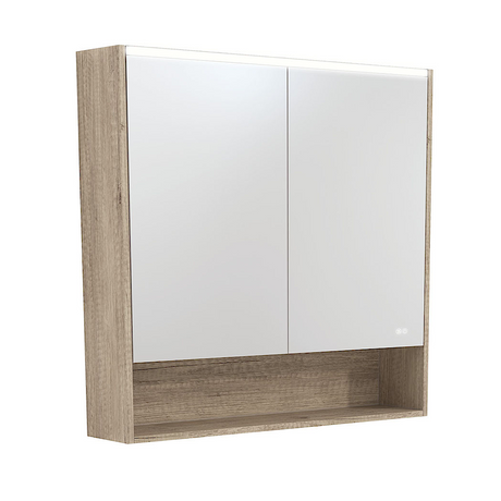 Fienza PSC900SS-LED 900mm Mirror LED Cabinet with Undershelf Scandi Oak - Mirrors & Cabinets