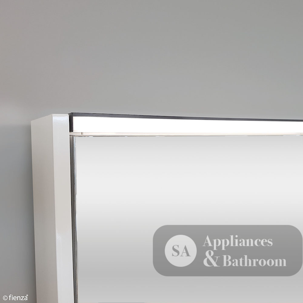 Fienza PSC900SW-LED 900mm Mirror LED Cabinet with Undershelf Gloss White - Mirrors & Cabinets