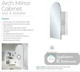 Fienza PSH450ARCH Arch 450 x 900mm Mirror Cabinet - Mirrors & Cabinets