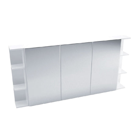 Fienza PSS150 Mirror Cabinet 1500mm with Two Side Shelves Gloss White - Mirrors & Cabinets