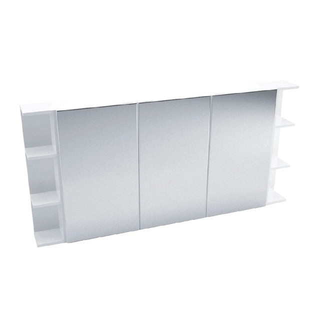 Fienza PSS150 Mirror Cabinet 1500mm with Two Side Shelves Gloss White - Mirrors & Cabinets