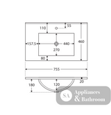 Fienza Quest Tcl75Q Manu 750Mm White Wall Hung Vanity Unit - Special Order Units