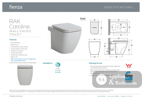 Fienza Rak Caroline Wall-Faced Suite - Wall Faced Suite