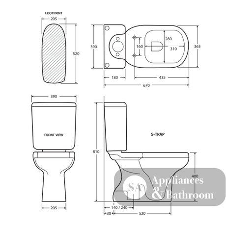 Fienza Rak Liwa Close-Coupled Suite S-Trap 240 - White - Closed Coupled Suites