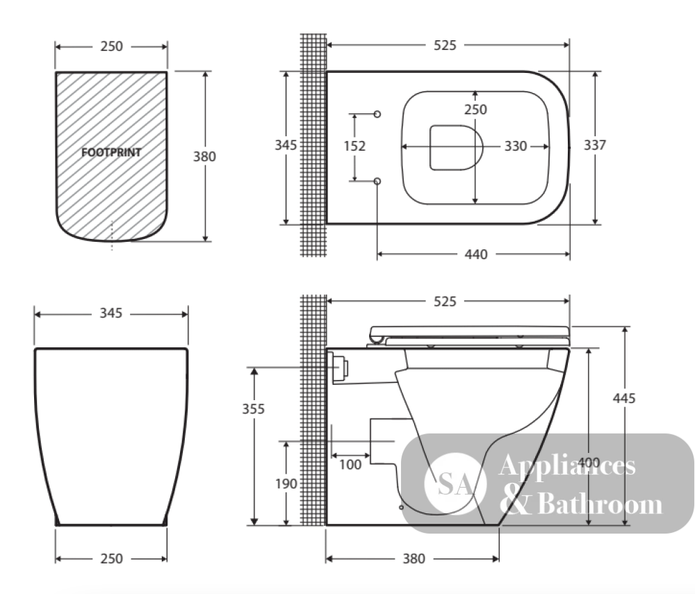 Fienza Rak Metropolitan Wall-Faced Suite - Wall Faced Suite