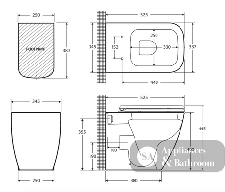 Fienza Rak Metropolitan Wall-Faced Suite - Wall Faced Suite