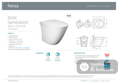 Fienza Rak Sensation Wall-Faced Suite - Wall Faced Suite
