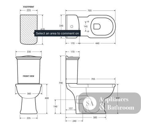 Fienza Rak Washington Close-Coupled Suite S-Trap 240 - Ivory - Closed Coupled Suites