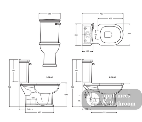 Fienza Rak Washington Close-Coupled Suite S-Trap 240 - White - Closed Coupled Suites