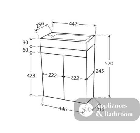 Fienza Ralph 4525Wall White 450Mm Vanity Unit Wall Hung - Special Order Units